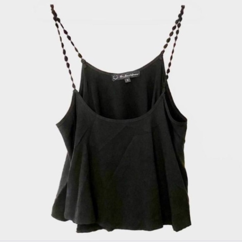 For Love & Lemons Black Embroidered Strap Cami Top